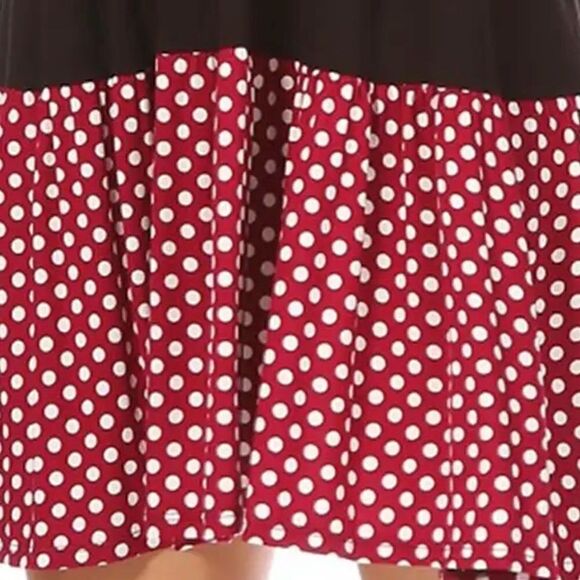 NEW! Boho Women's Babydoll Long Sleeve Ruffle Color Block Swing Dress Polka Dot - Picture 2 of 4